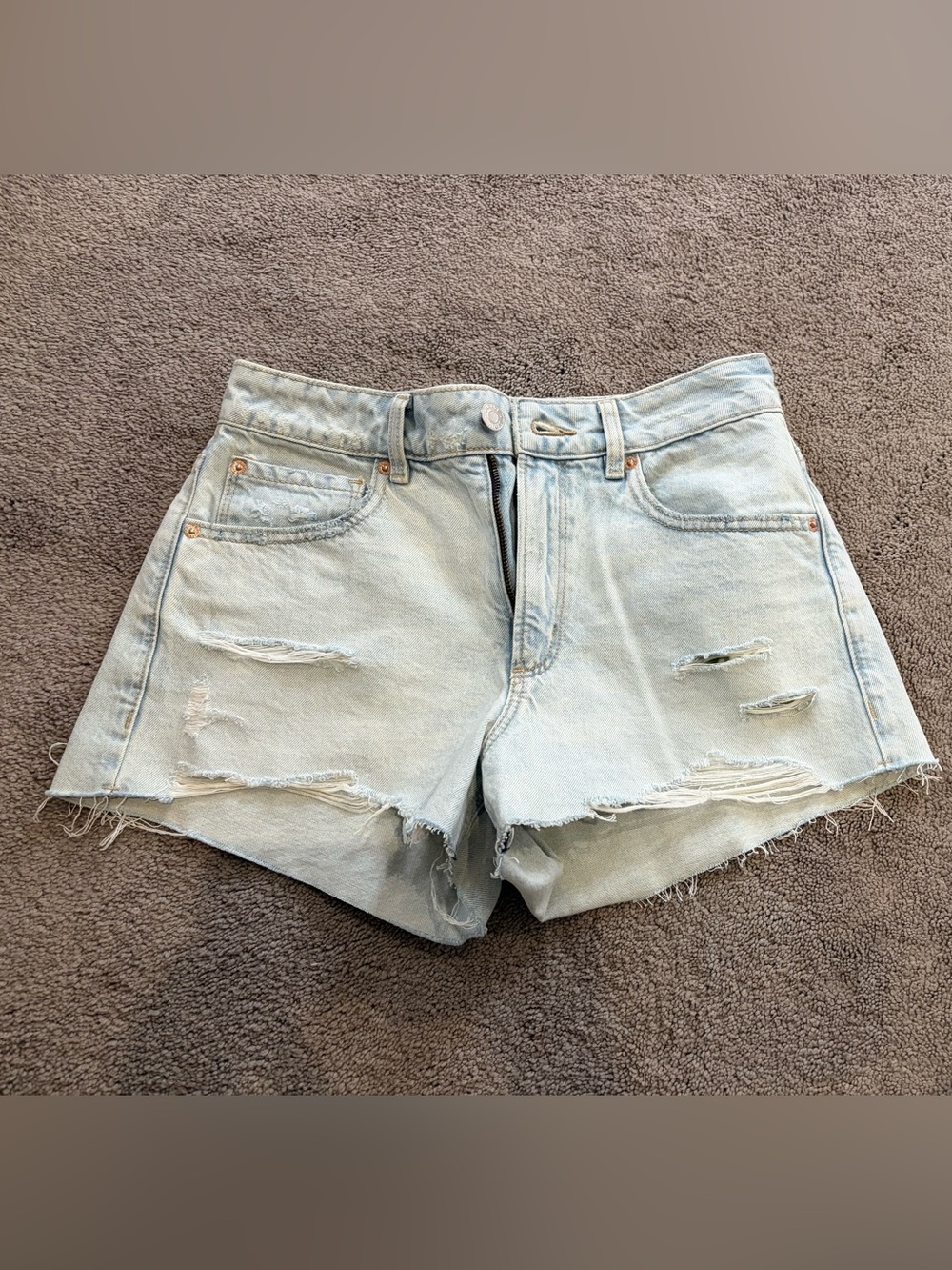 Womens Light Wash Distressed Denim Shorts -from Garage